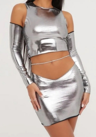 (Real Image)2023 Styles Women Sexy&Fashion Spring&Summer TikTok&Instagram Styles Sliver Two Piece Dress