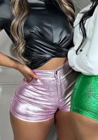 (Only Bottom)(Pink)2023 Styles Women Sexy&Fashion Spring&Summer TikTok&Instagram Styles PU Short Pants