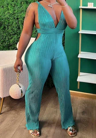 (Green)2023 Styles Women Sexy&Fashion Spring&Summer TikTok&Instagram Styles Strap V Neck Jumpsuit