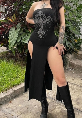 (Real Image)2023 Styles Women Sexy&Fashion Spring&Summer TikTok&Instagram Styles Black Tube Maxi Dress