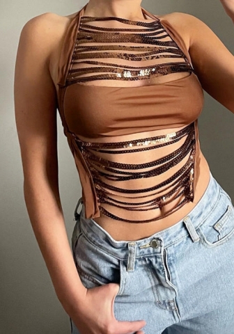 (Real Image)2023 Styles Women Sexy&Fashion Spring&Summer TikTok&Instagram Styles Sequins Tops