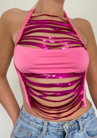(Pink)2023 Styles Women Sexy&Fashion Spring&Summer TikTok&Instagram Styles Sequins Tops