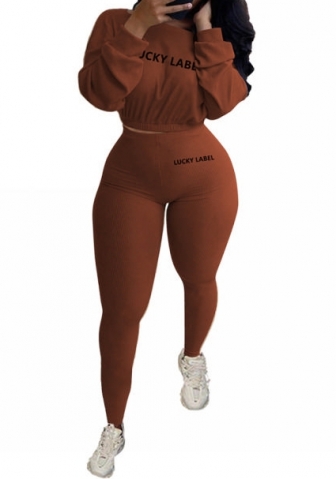 (Coffee)2023 Styles Women Sexy&Fashion Spring&Summer TikTok&Instagram Styles Solid Color Two Piece Suit