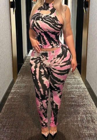 (Real Image)2023 Styles Women Sexy&Fashion Spring&Summer TikTok&Instagram Styles Print Cut Out Two Piece Suit