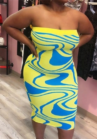 (Yellow)2023 Styles Women Sexy&Fashion Spring&Summer TikTok&Instagram Styles Tube Print Maxi Dress