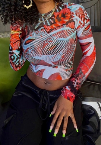 (Real Image)2023 Styles Women Sexy&Fashion Spring&Summer TikTok&Instagram Styles Print Long Sleeve Tops