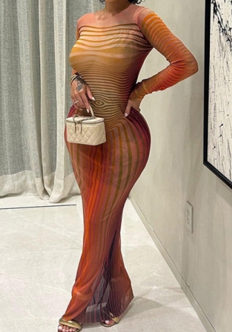 (Real Image)2023 Styles Women Sexy&Fashion Spring&Summer TikTok&Instagram Styles Print Long Sleeve Maxi Dress