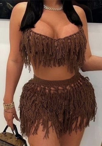 (Brown)2023 Styles Women Sexy&Fashion Spring&Summer TikTok&Instagram Styles Sweater Two Piece Dress