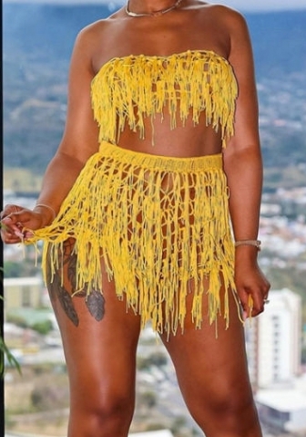 (Yellow)2023 Styles Women Sexy&Fashion Spring&Summer TikTok&Instagram Styles Sweater Two Piece Dress