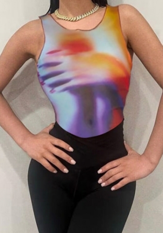 (Real Image)2023 Styles Women Sexy&Fashion Spring&Summer TikTok&Instagram Styles Print Bodysuit