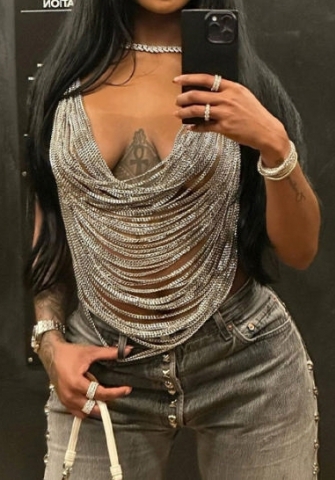 (Real Image)2023 Styles Women Sexy&Fashion Spring&Summer TikTok&Instagram Styles Silver Tops