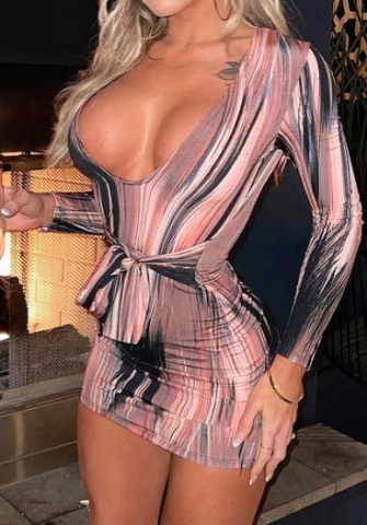 (Real Image)2023 Styles Women Sexy&Fashion Spring&Summer TikTok&Instagram Styles Print Deep V Neck Mini Dress