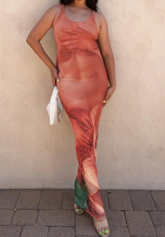 (Real Image)2023 Styles Women Sexy&Fashion Spring&Summer TikTok&Instagram Styles Print Maxi Dress