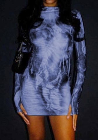 (Real Image)2023 Styles Women Sexy&Fashion Spring&Summer TikTok&Instagram Styles Print Long Sleeve Mini Dress