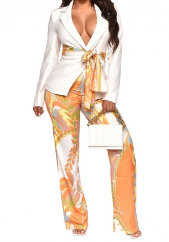 (Orange)2023 Styles Women Sexy&Fashion Spring&Summer TikTok&Instagram Styles Loose Casual Print Two Piece Suit