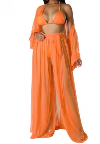 (Orange)2023 Styles Women Sexy&Fashion Spring&Summer TikTok&Instagram Styles Loose Casual Mesh Two Piece Suit
