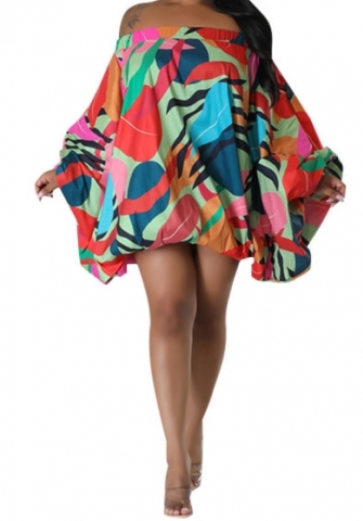 2023 Styles Women Sexy&Fashion Spring&Summer TikTok&Instagram Styles Off Shoulder Loose Casual Print Dress