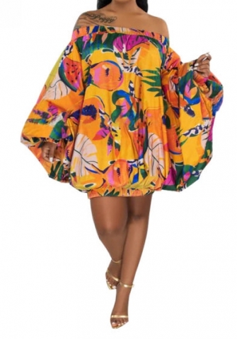 2023 Styles Women Sexy&Fashion Spring&Summer TikTok&Instagram Styles Off Shoulder Loose Casual Print Dress