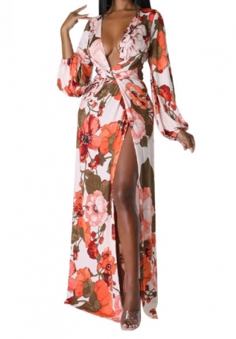(Orange)2023 Styles Women Sexy&Fashion Spring&Summer TikTok&Instagram Styles Floral Long Sleeve Maxi Dress