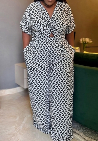 (Plus Size)(Real Image)2023 Styles Women Sexy&Fashion Spring&Summer TikTok&Instagram Styles Print Loose Two Piece Suit