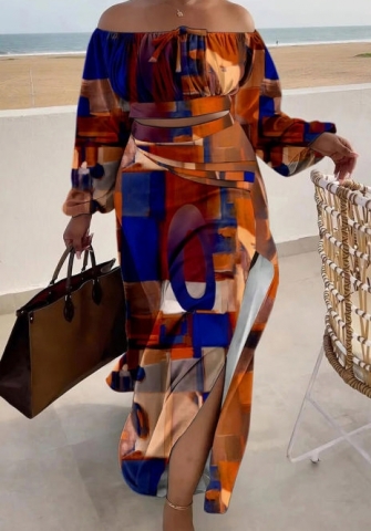 (Plus Size)(Real Image)2023 Styles Women Sexy&Fashion Spring&Summer TikTok&Instagram Styles Print Loose Maxi Dress