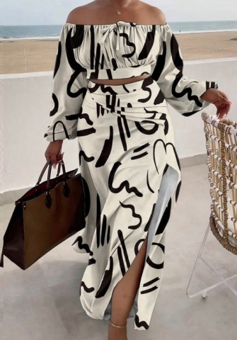 (Plus Size)(Real Image)2023 Styles Women Sexy&Fashion Spring&Summer TikTok&Instagram Styles Print Loose Maxi Dress