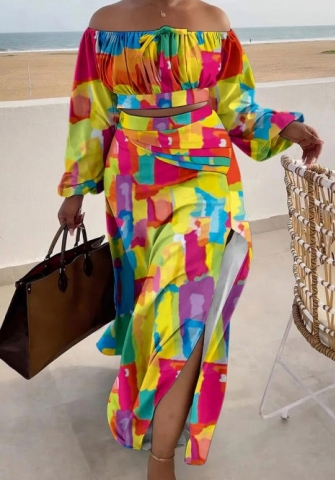 (Plus Size)(Real Image)2023 Styles Women Sexy&Fashion Spring&Summer TikTok&Instagram Styles Print Loose Maxi Dress