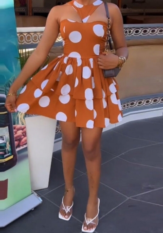 (Plus Size)(Brown)2023 Styles Women Sexy&Fashion Spring&Summer TikTok&Instagram Styles Print Casual Mini Dress