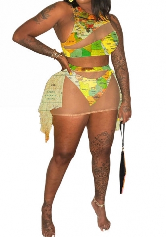 (Plus Size)(Green)2023 Styles Women Sexy&Fashion Spring&Summer TikTok&Instagram Styles 3 Piece Swimsuit