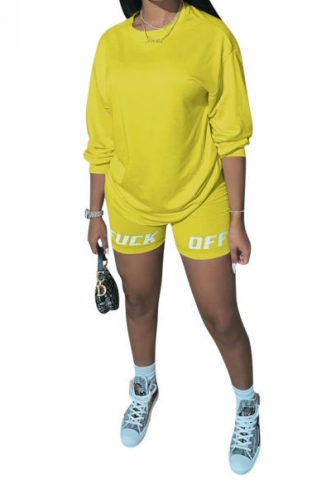 (Yellow)2023 Styles Women Sexy&Fashion Spring&Summer TikTok&Instagram Styles Print Short Two Piece Suit