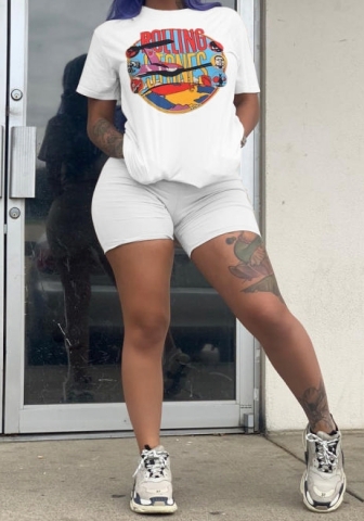 (Plus Size)(Real Image)2023 Styles Women Sexy&Fashion Spring&Summer TikTok&Instagram Styles Print Short Two Piece Suit