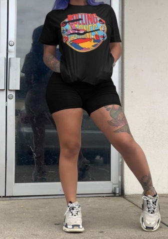 (Plus Size)(Real Image)2023 Styles Women Sexy&Fashion Spring&Summer TikTok&Instagram Styles Print Short Two Piece Suit