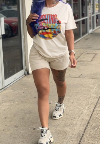 (Plus Size)(Real Image)2023 Styles Women Sexy&Fashion Spring&Summer TikTok&Instagram Styles Print Short Two Piece Suit