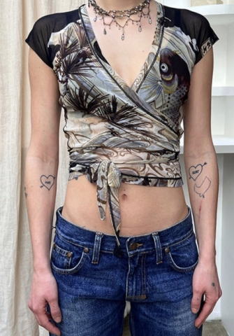 (Real Image)2023 Styles Women Sexy&Fashion Spring&Summer TikTok&Instagram Styles Print Tee