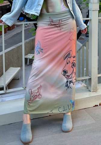 (Only Bottom)(Real Image)2023 Styles Women Sexy&Fashion Spring&Summer TikTok&Instagram Styles Print Skirts