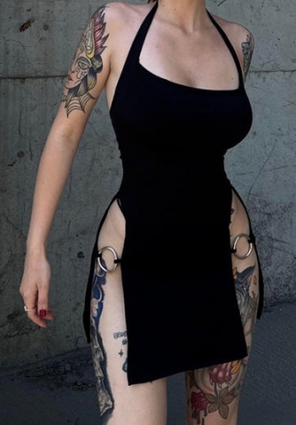 (Real Image)2023 Styles Women Sexy&Fashion Spring&Summer TikTok&Instagram Styles Backless Black Strap Mini Dress