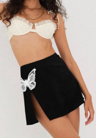 (Only Bottom)(Real Image)2023 Styles Women Sexy&Fashion Spring&Summer TikTok&Instagram Styles Black BufferFly Skirts