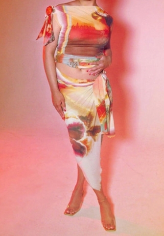 (Real Image)2023 Styles Women Sexy&Fashion Spring&Summer TikTok&Instagram Styles Print Two Piece Dress