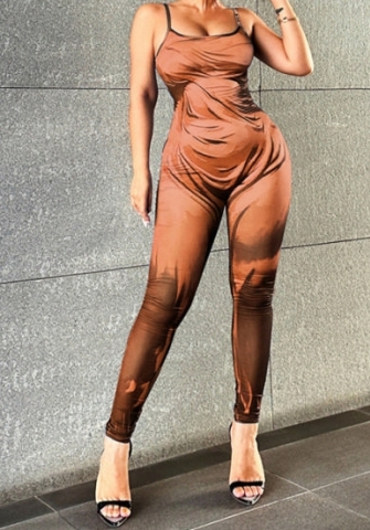 (Brown)2023 Styles Women Sexy&Fashion Spring&Summer TikTok&Instagram Styles Print Strap Jumpsuit