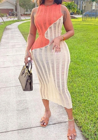 (Real Image)2023 Styles Women Sexy&Fashion Spring&Summer TikTok&Instagram Styles Sweater Contrast Color Maxi Dress