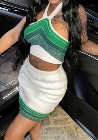 (Real Image)2023 Styles Women Sexy&Fashion Spring&Summer TikTok&Instagram Styles Halter Sweater Two Piece Dress