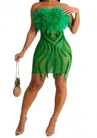 (Green)2023 Styles Women Sexy&Fashion Spring&Summer TikTok&Instagram Styles Mesh Sequins Mini Dress