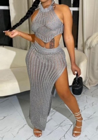 (Gray)2023 Styles Women Sexy&Fashion Spring&Summer TikTok&Instagram Styles Yellow Sweater Two Piece Dress