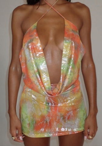 (Real Image)2023 Styles Women Sexy&Fashion Spring&Summer TikTok&Instagram Styles Print Backless Club Dress