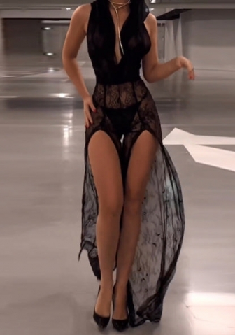 (Real Image)2023 Styles Women Sexy&Fashion Spring&Summer TikTok&Instagram Styles Lace Hoodie Maxi Dress