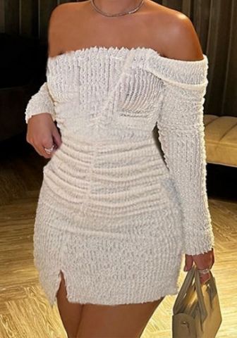 (Real Image)2023 Styles Women Sexy&Fashion Spring&Summer TikTok&Instagram Styles Off Shoulder Long Sleeve Mini Dress