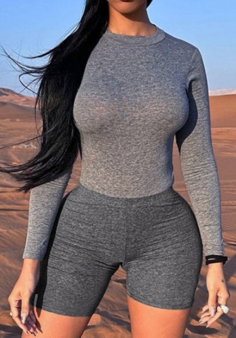 (Real Image)2023 Styles Women Sexy&Fashion Spring&Summer TikTok&Instagram Styles Gray Short Two Piece Suit