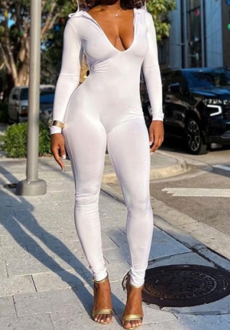 (White)2023 Styles Women Sexy&Fashion Spring&Summer TikTok&Instagram Styles Backless  Hoodie Long Sleeve Jumpsuit