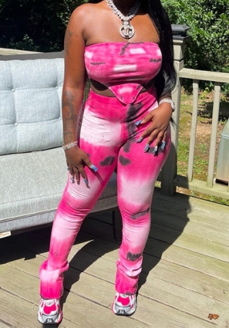 (Real Image)2023 Styles Women Sexy&Fashion Spring&Summer TikTok&Instagram Styles Print Pink Two Piece Suit