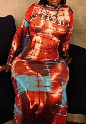 (Real Image)2023 Styles Women Sexy&Fashion Spring&Summer TikTok&Instagram Styles Print Long Sleeve Maxi Dress